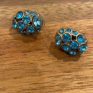Jones NY vintage blue cluster earrings in goldtone base.
